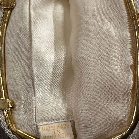 Vintage white purse, small beaded hand made, 80s vintage, wedding